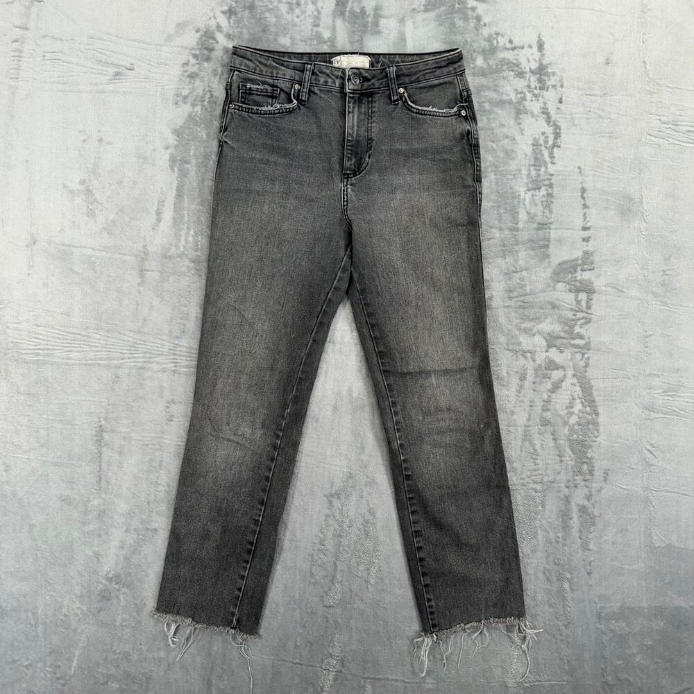 Free People Women's Cropped Straight Jeans Size 26 Gray Medium Wash Denim